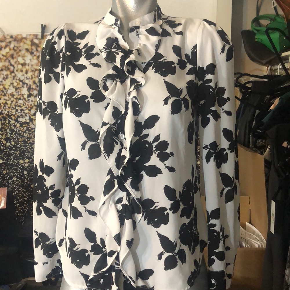Black and white print blouse